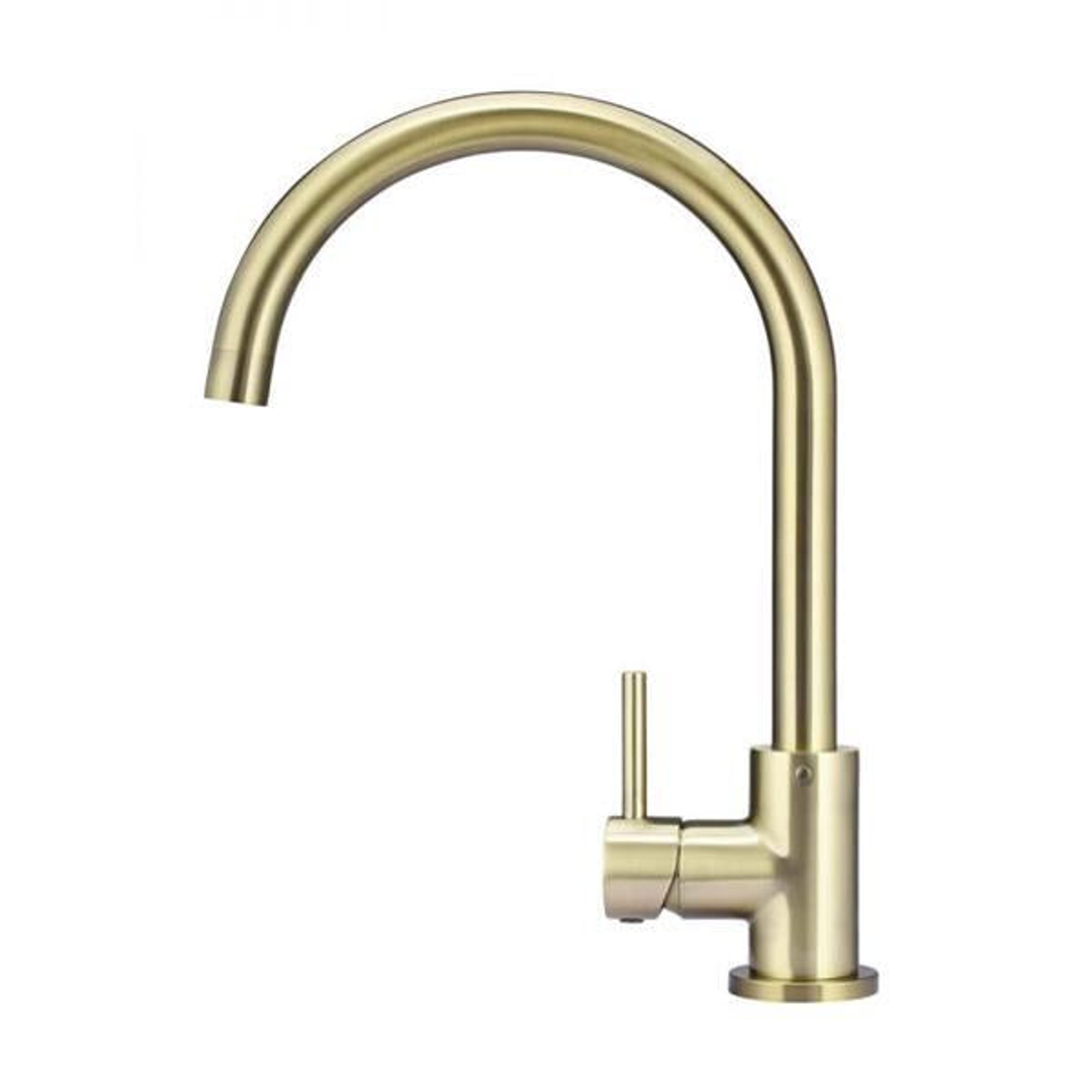 Meir Round Gooseneck Kitchen Mixer Tap Tiger Bronze