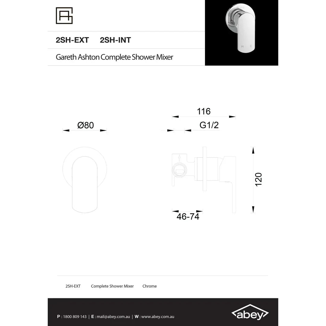 Abey Gareth Ashton Madison Avenue Shower Mixer Inc Body Cp - Burdens Plumbing