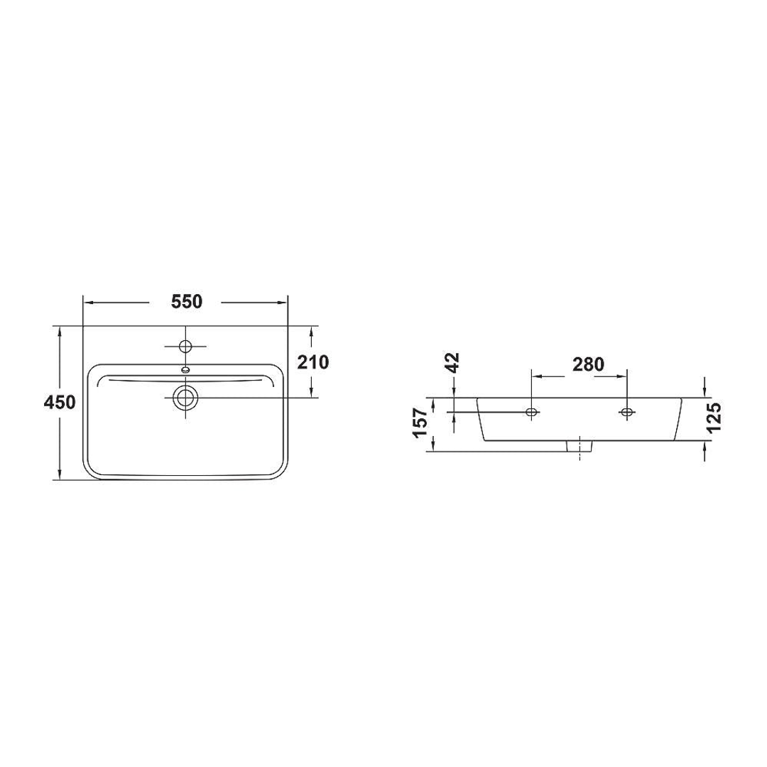 Gala Emma Square Above Counter/Wall Basin 1 Tap Hole 27000