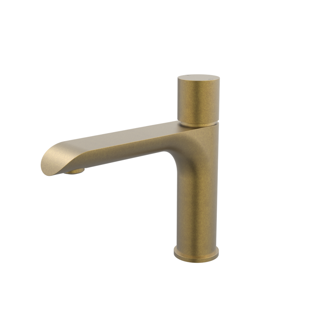 Par Sol Basin Mixer 125Mm Rumbled Brass