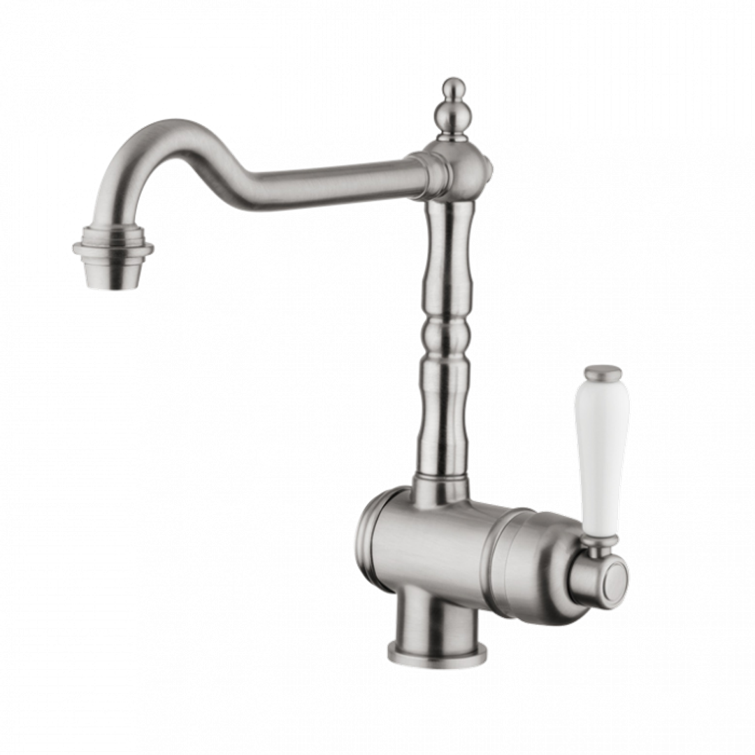 Abey Armando Vicario Provincial Single Lever Basin Mixer Brushed Nicke