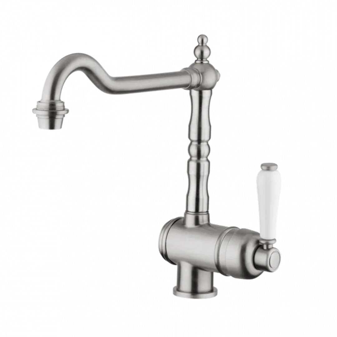 Abey Armando Vicario Provincial Single Lever Basin Mixer Brushed Nicke - Burdens Plumbing