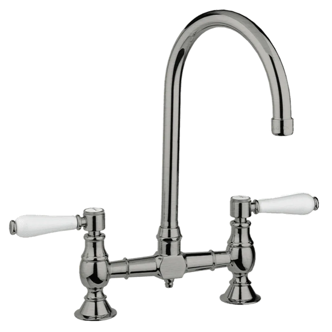 Abey Provincial Exp Breech Kitchen Tap Porc Handle B/Nickel - Burdens Plumbing