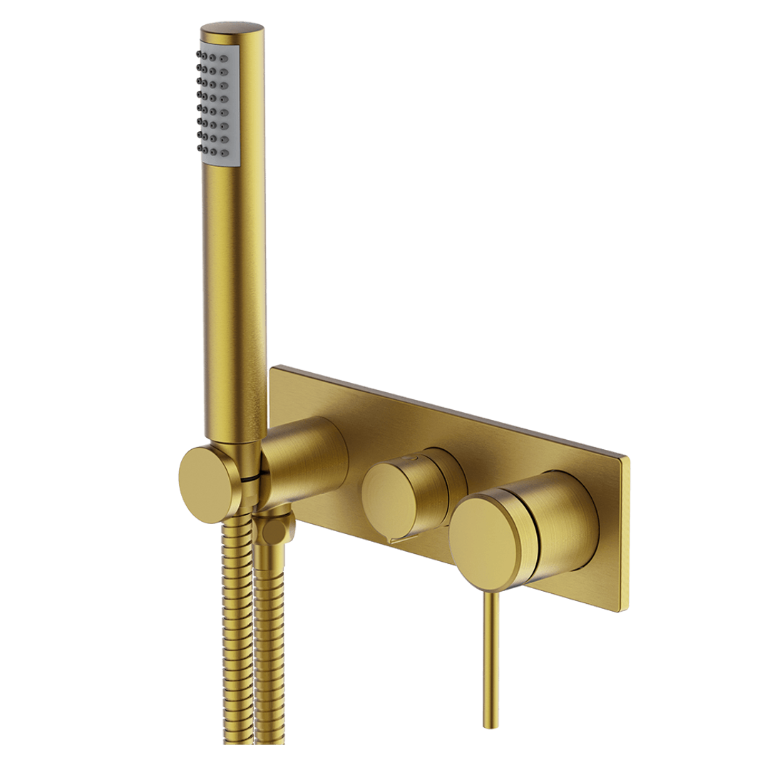 Abey Poco 3 Hole Bath / Shower Set Brushed Brass 6Bs-Ws-Bb