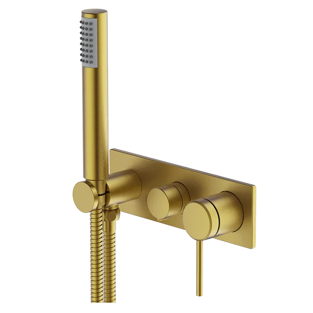 Abey Poco 3 Hole Bath / Shower Set Brushed Brass 6Bs-Ws-Bb - Burdens Plumbing