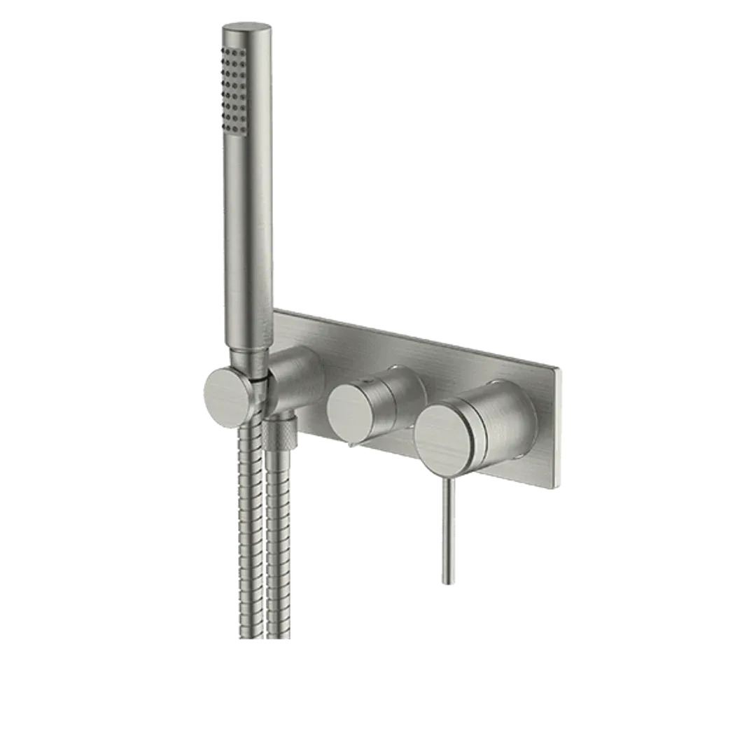 Abey Poco 3 Hole Bath / Shower Set Brushed Nickel 6Bs-Ws-Bn - Burdens Plumbing