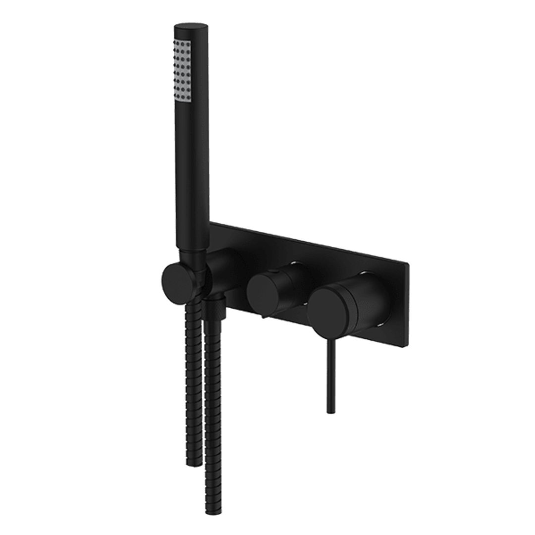 Abey Poco 3 Hole Bath / Shower Set Black 6Bs-Ws-B