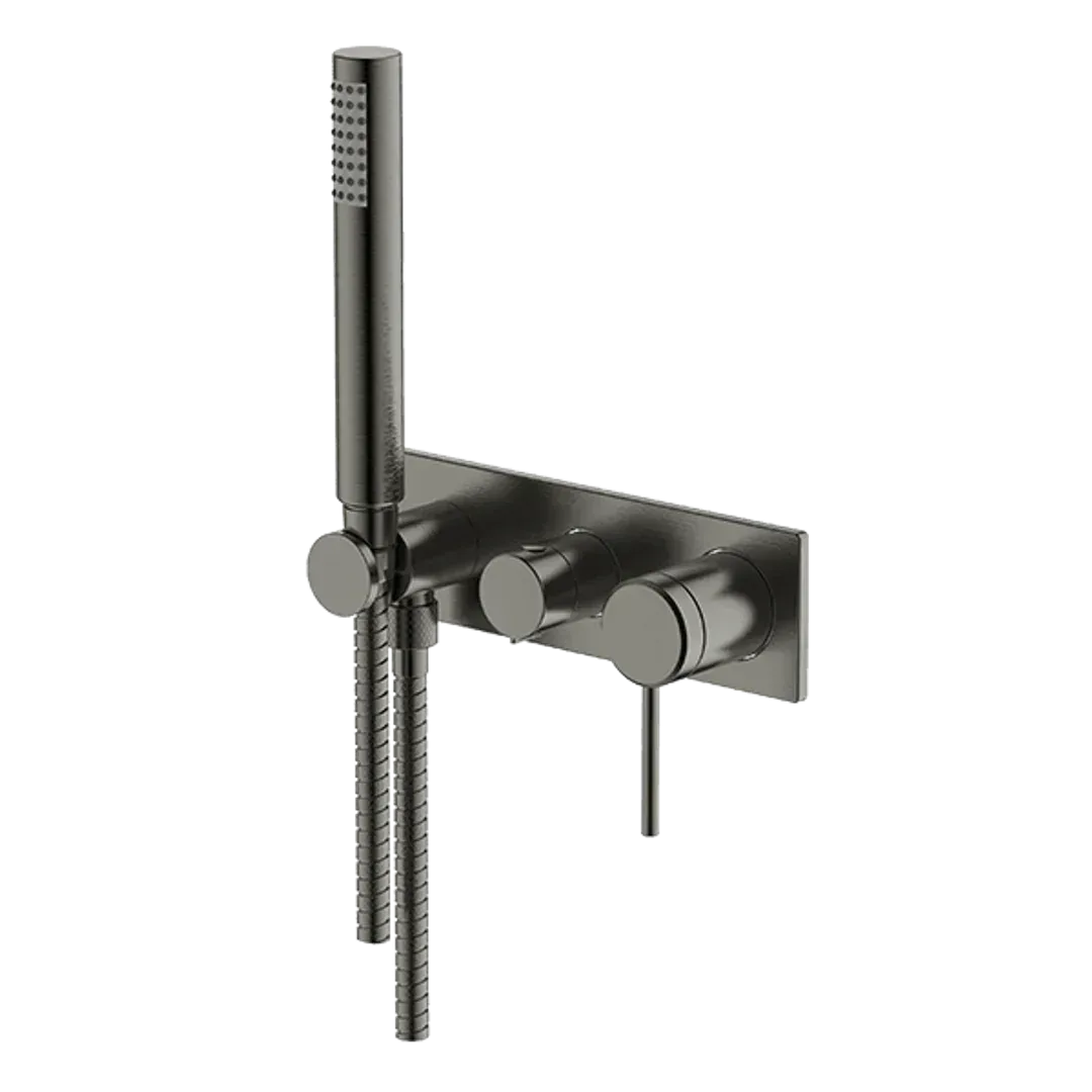 Abey Poco 3 Hole Bath / Shower Set Gun Metal 6Bs-Ws-Gm - Burdens Plumbing