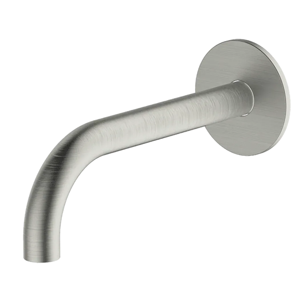 Abey Poco Curved 165mm Basin Spout Brushed Nickel 6S-C165-Bn - Burdens Plumbing