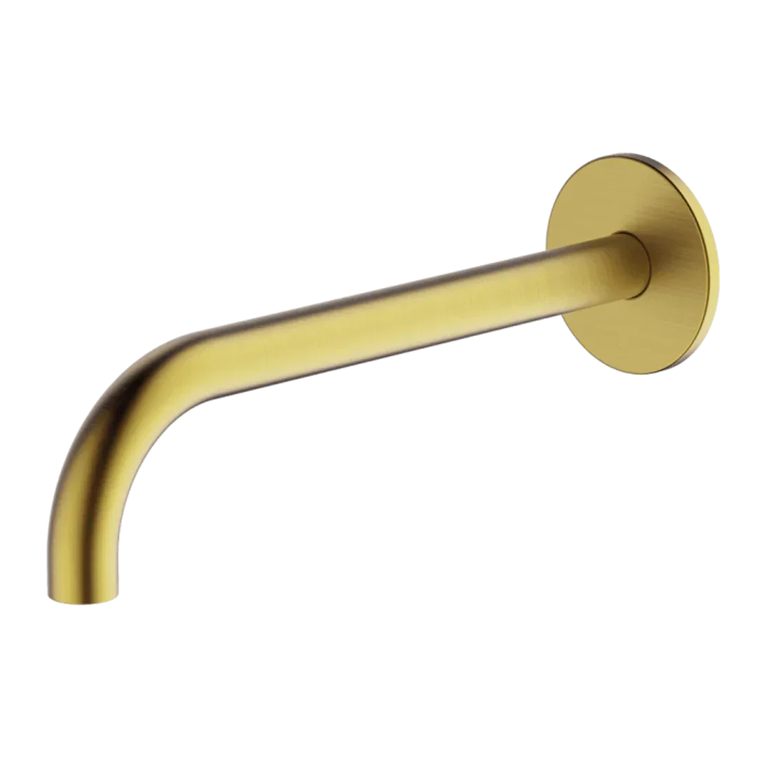 Abey Poco Curved 220mm Basin Spout Brushed Brass 6S-C220-Bb - Burdens Plumbing