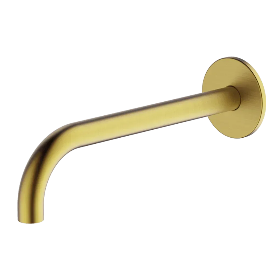 Abey Poco Curved 220mm Basin Spout Brushed Brass 6S-C220-Bb - Burdens Plumbing