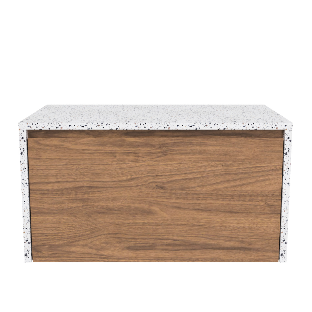 TIMBERLINE AINSWORTH VANITY 1200MM LEFT BOWL SILKSURFACE WATERFALL WG UC TOP WALL HUNG