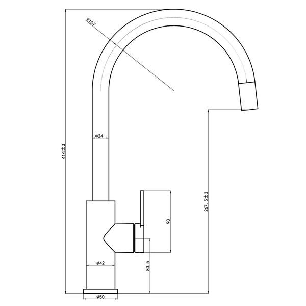 Aspire Air Pin Lever Kitchen Mixer (Non-Pullout Pin And Paddle Inc) Brushed Brass