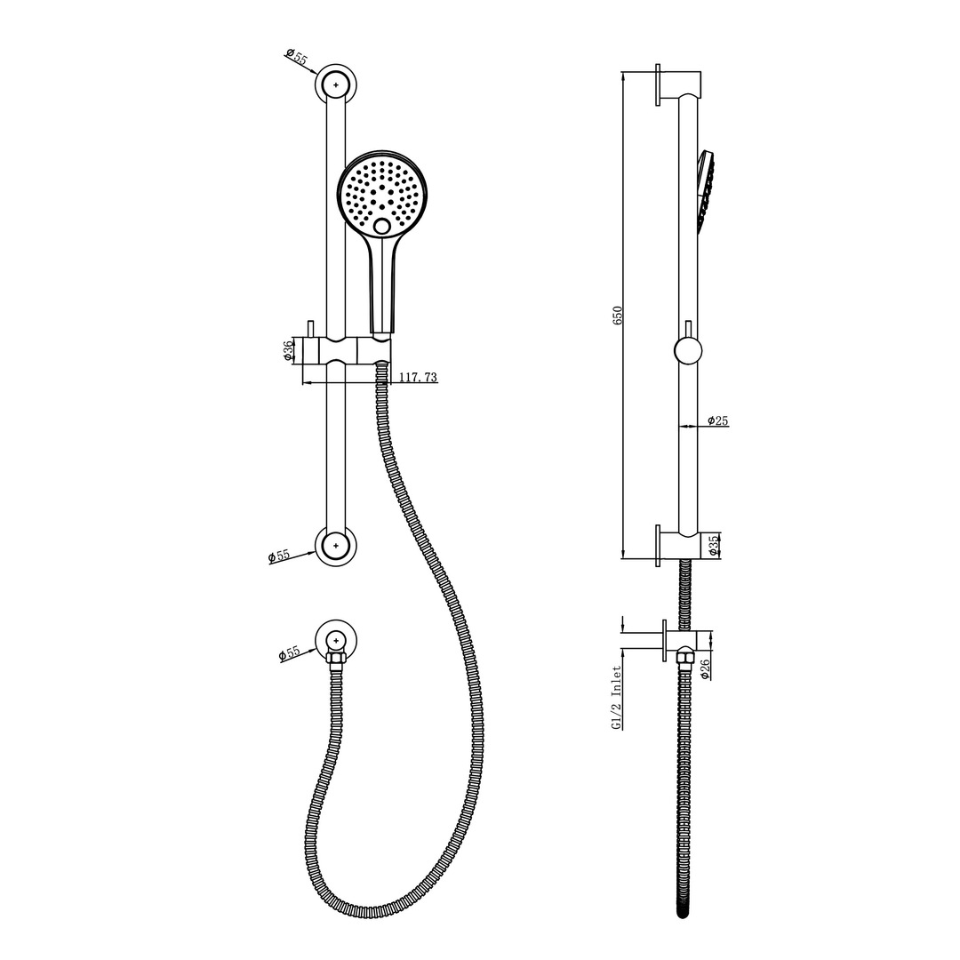 Aspire Air Rail Shower Brushed Brass