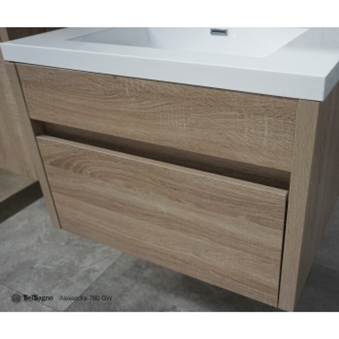 Belbagno Alexandra 760mm Wall Hung Vanity White Oak Alex-760-W-Wo
