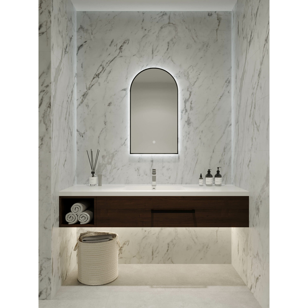 Remer A-Series Arch Backlit Mirror Manhattan Black Frame