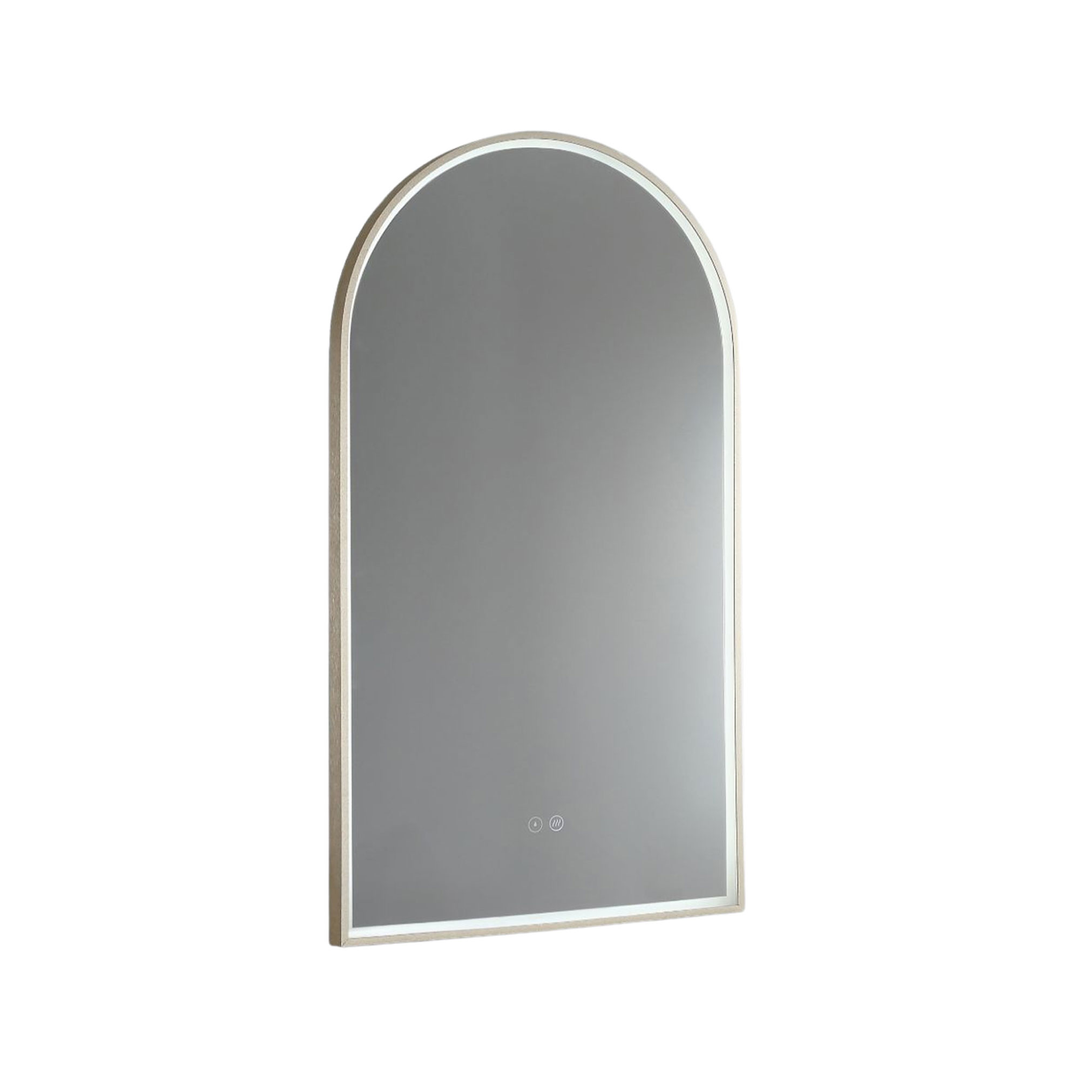 Remer Arch 500D Led Mirror Baltic Brass Frame With Mirage Magnifier
