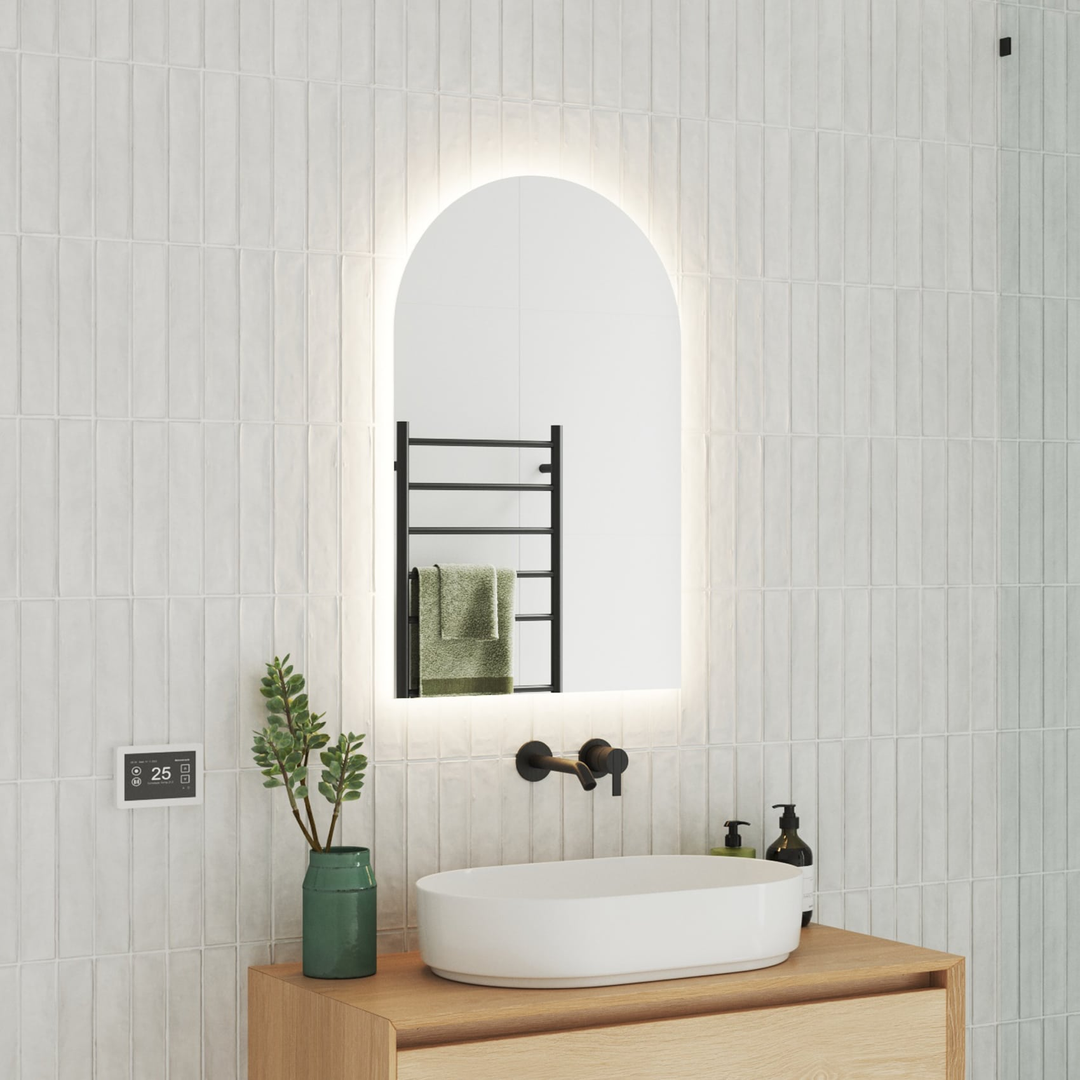 Backlit Arch Shape Mirror With Cool Light 500X800X45Mm 47Wat Includes Mirror Demister