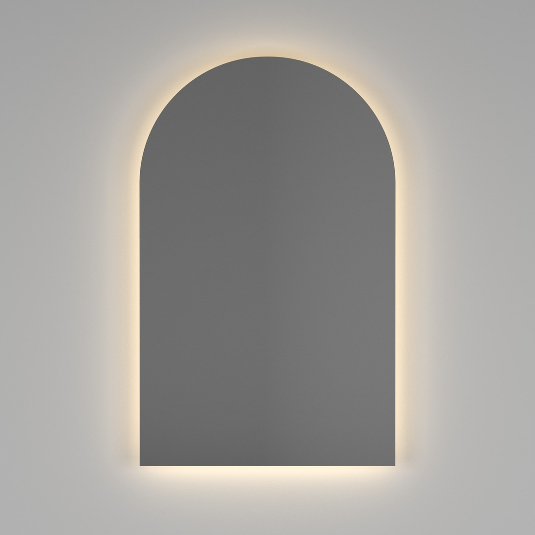 Backlit Arch Shape Mirror With Warm Light 500X800X45Mm 47Wat Includes Mirror Demister