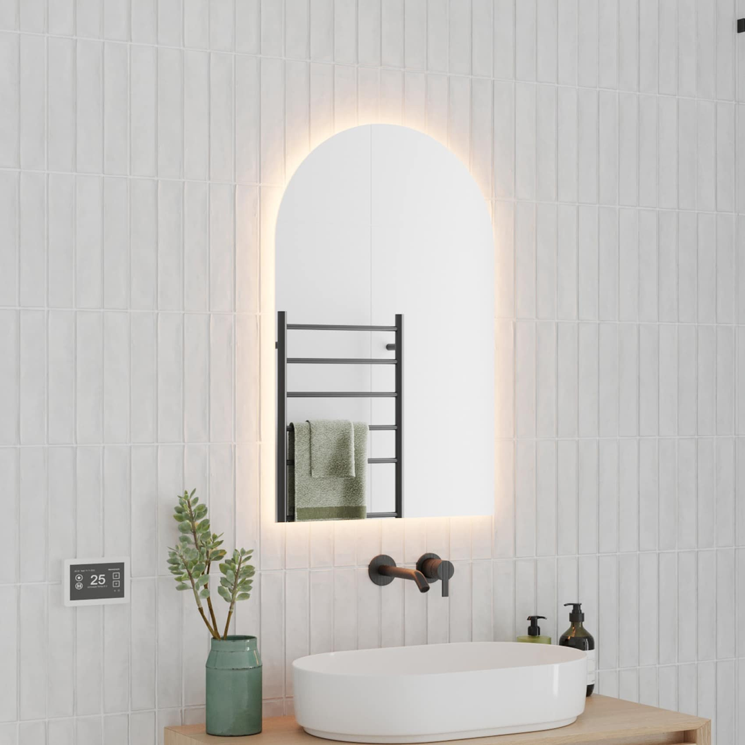 Backlit Arch Shape Mirror With Warm Light 500X800X45Mm 47Wat Includes Mirror Demister
