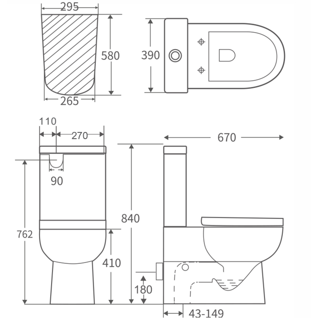 Aspire Matisse III Back to Wall Toilet Suite with Soft Close Seat