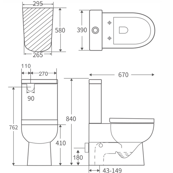 Aspire Matisse III Back to Wall Toilet Suite with Soft Close Seat