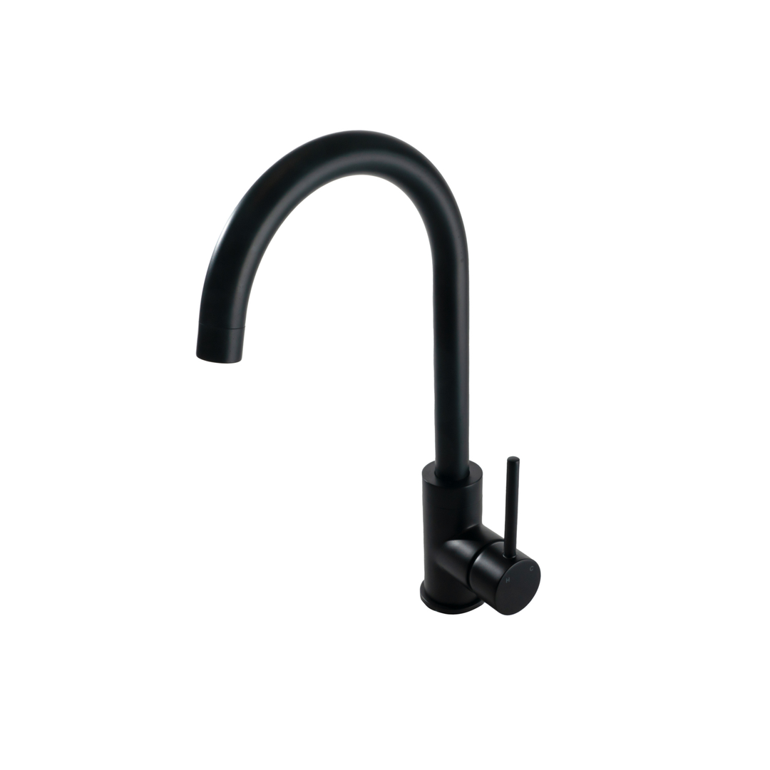 Aspire Within Pin Lever Gooseneck Sink Mixer Matte Black