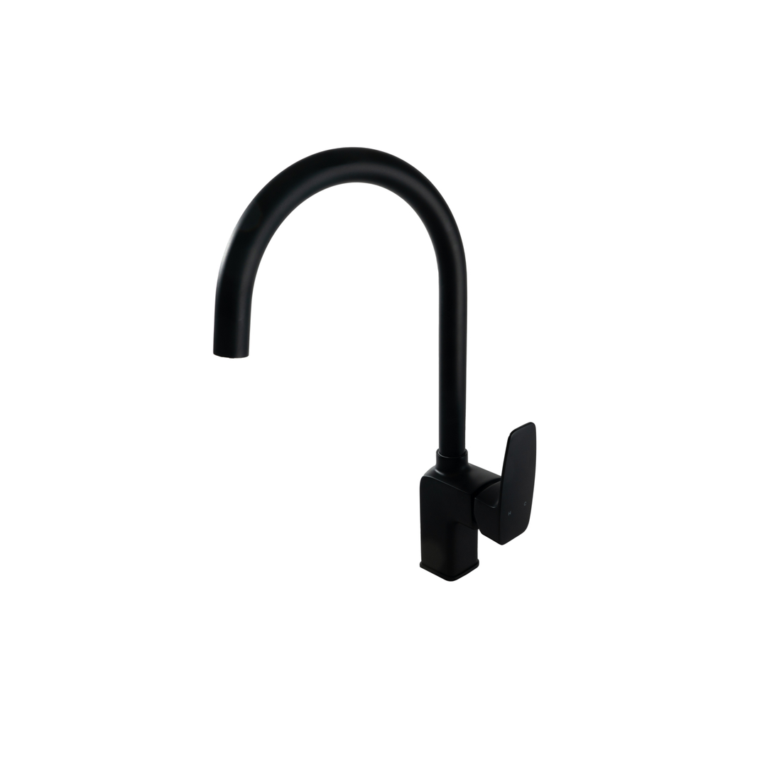 Aspire Midnight Gooseneck Sink Mixer Swivel Matte Black