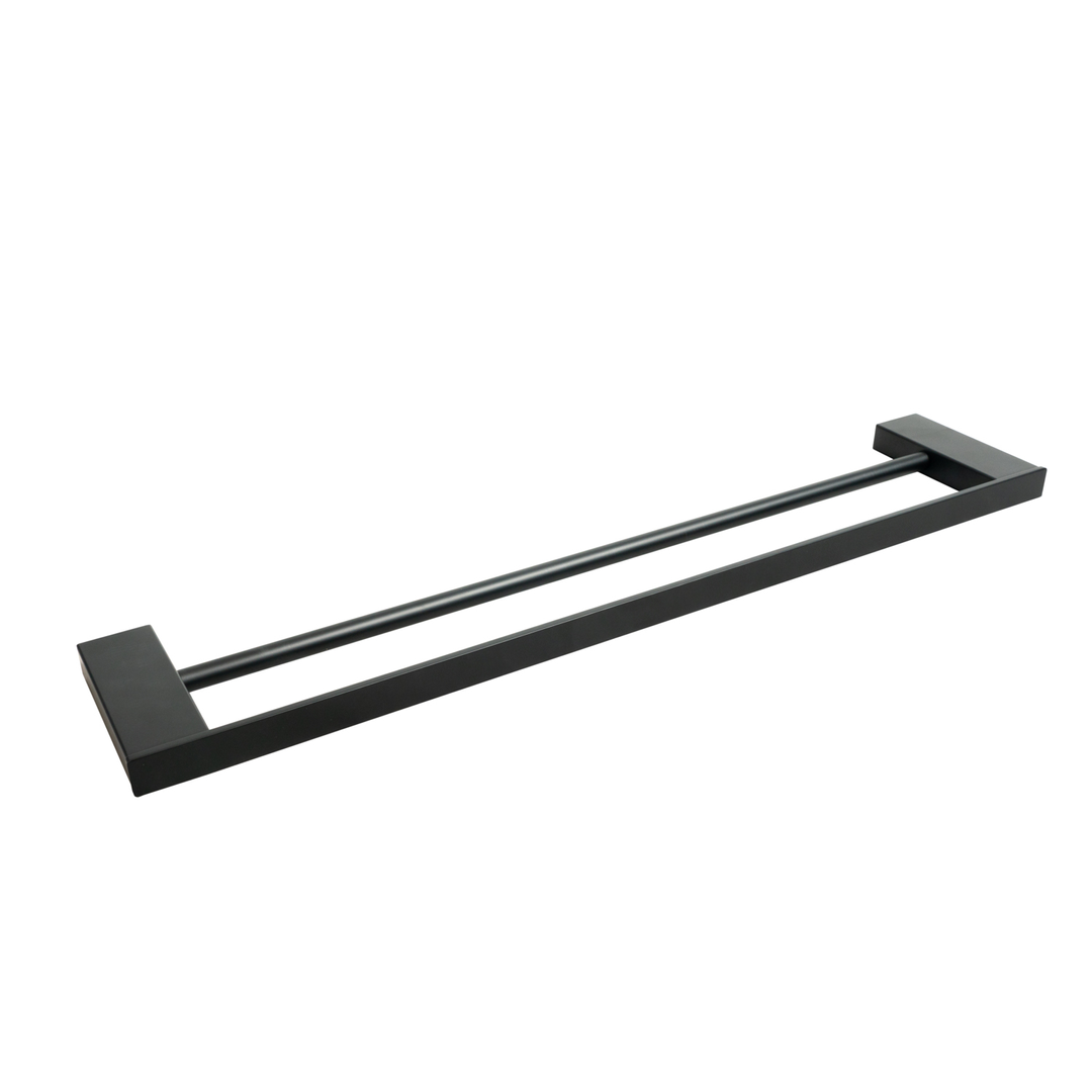 Aspire Midnight 600Mm Double Towel Rail Matte Black
