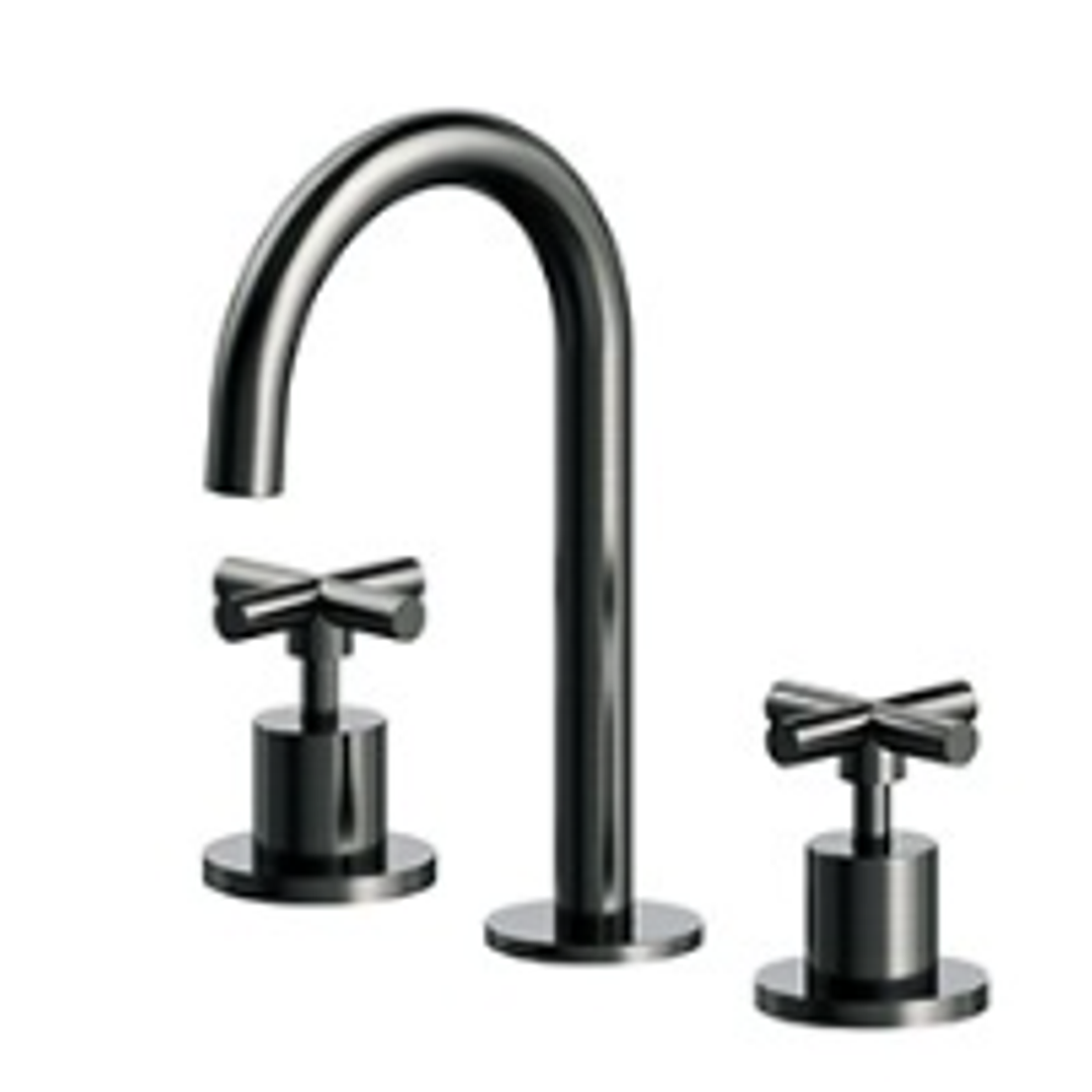 Streamline Axus Cross 227(H)X127(Proj) Arch Spout Basin Set Brushed Gun Metal Pvd