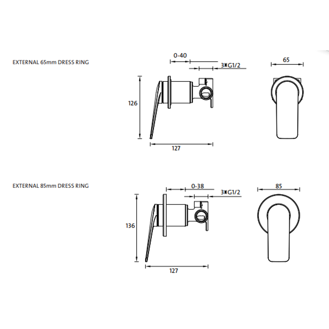 Abey Vela Shower Mixer External Brushed Nickel
