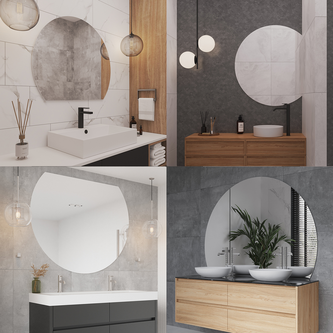 Thermogroup Hamilton D Shaped Polished Edge Mirror 1500x1100mm - Glue-to-Wall