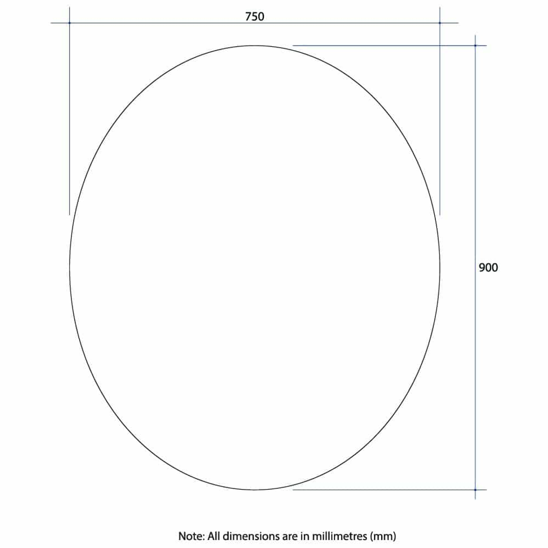Thermogroup Cody Polished Edge Oval Mirror - 900x750mm Glue-to-Wall