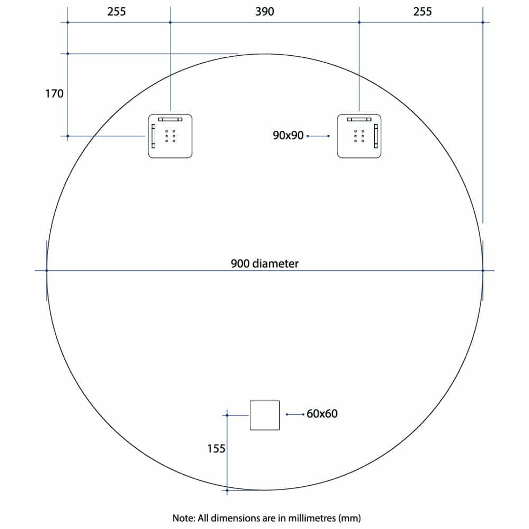 Thermogroup Rio Polished Edge Round Mirror 900mmØ - Glue-to-Wall