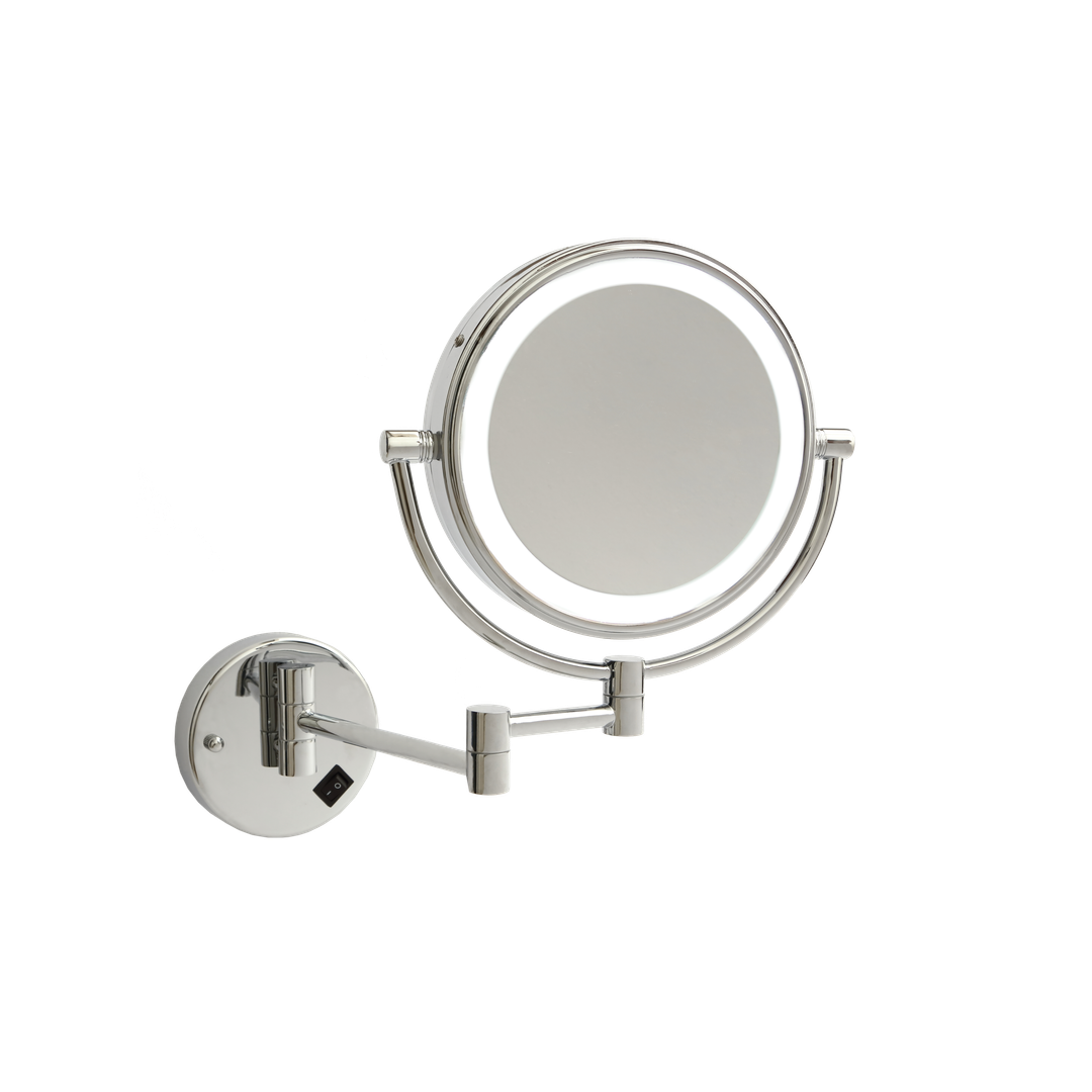 Thermogroup 1 & 8x Magnification Chrome Wall Mounted Shaving Mirror 200mm Diameter - Exposed Wiring