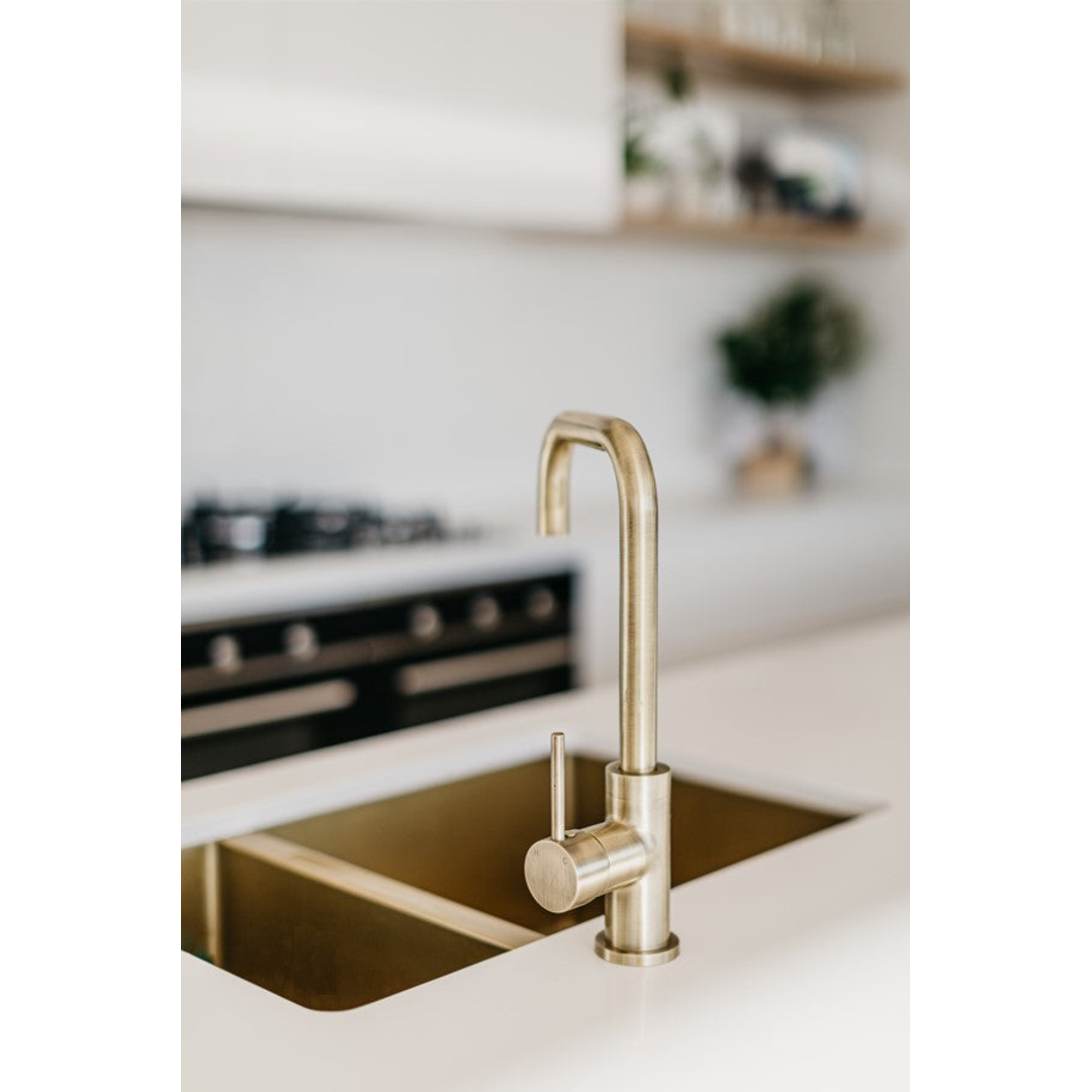 Meir Double Bowl Pvd Kitchen Sink 670mm - Brushed Bronze Gold