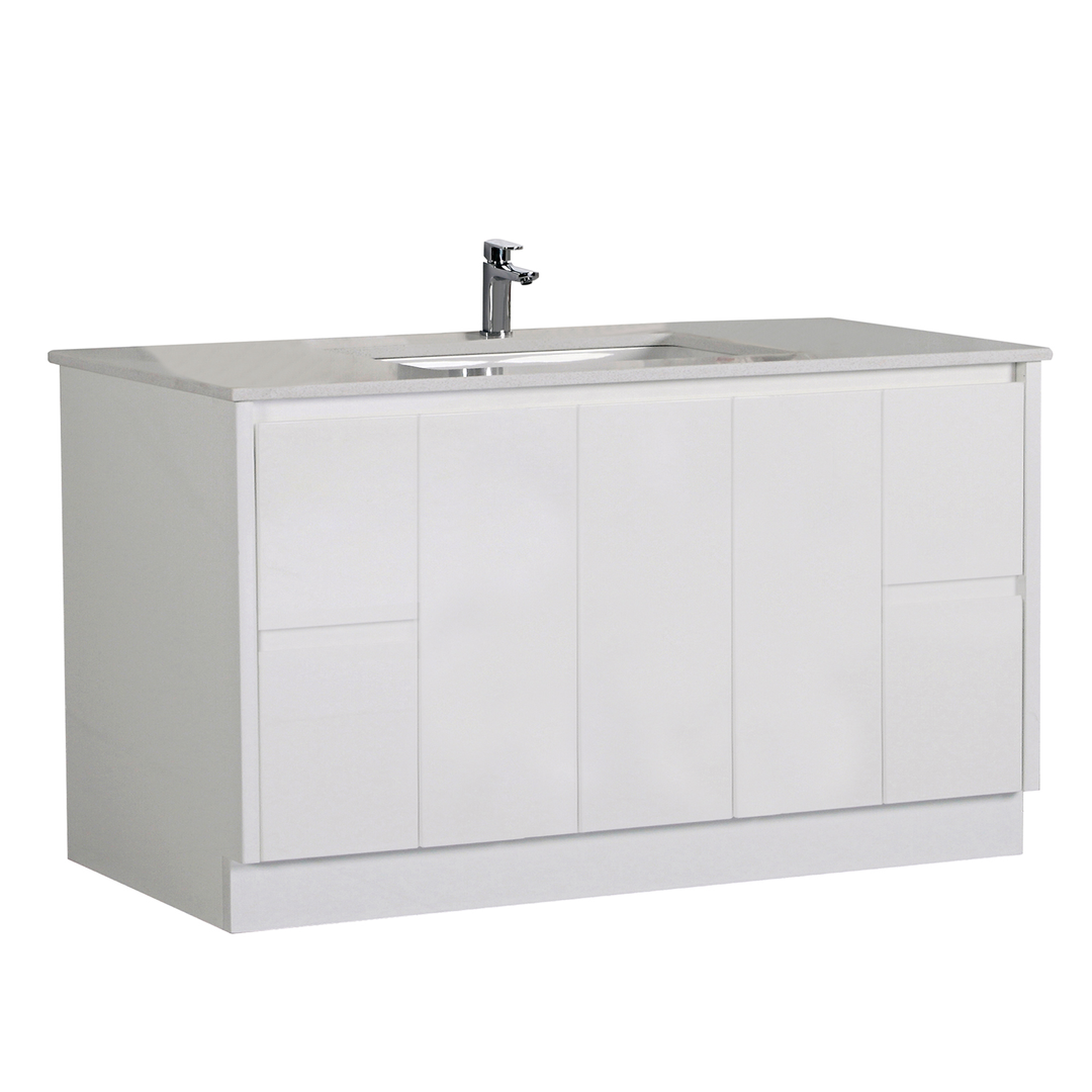 Aulic Alice Finger Pull Cabinet With Alpine White Stone Top With Double Undermount Basin
