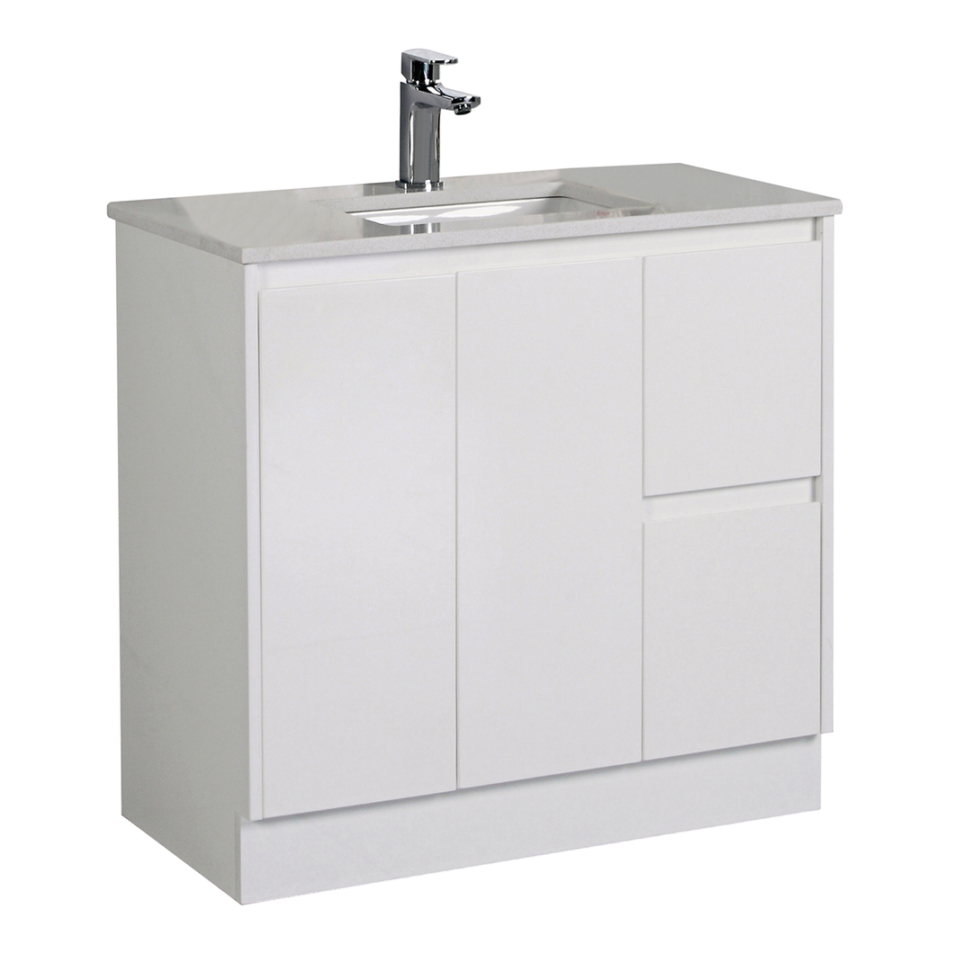 Aulic Alice Finger Pull Cabinet 900R With Snow Flat Stone Top