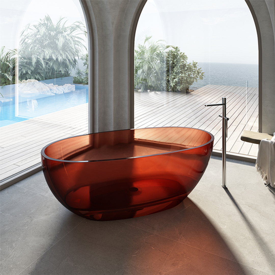 Cassa Design Wow Translucency Resin Stone Bath Amber Brown 1650mm