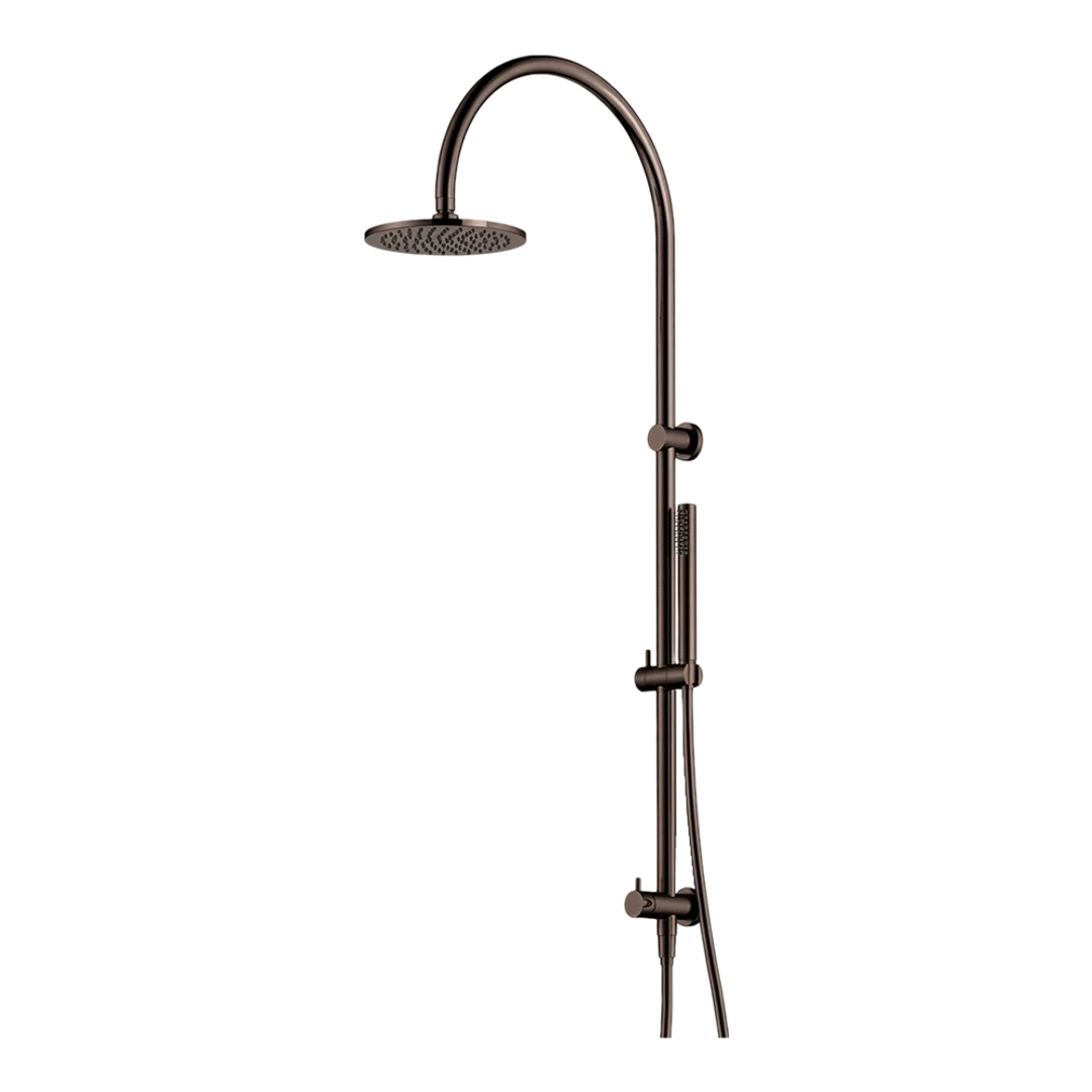 Streamline Arcisan Dual Inlet Goose Neck Shower Column 200Mm Dia Head Tubular Brass Handshower_Dark