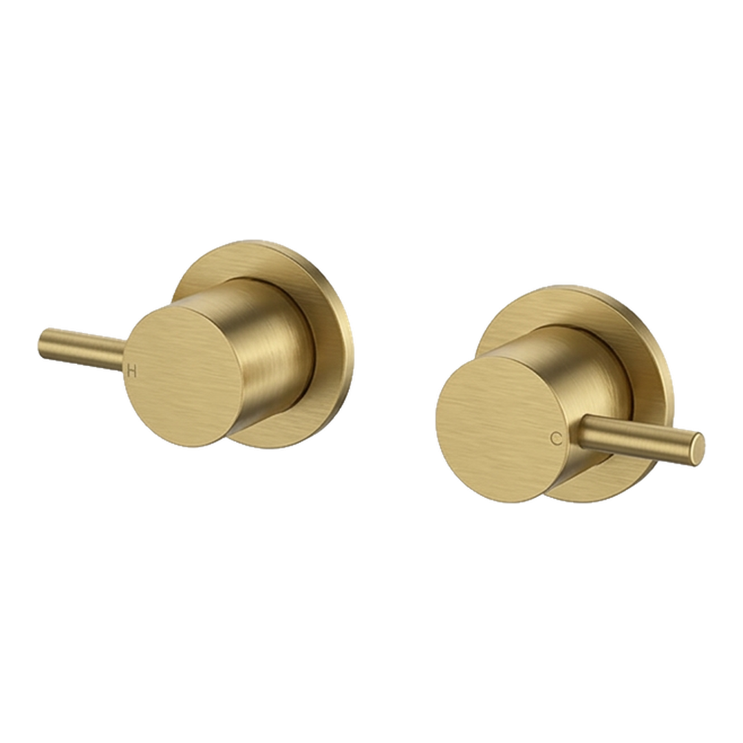 Streamline Axus Pin Wall Tap Set Brushed Brass