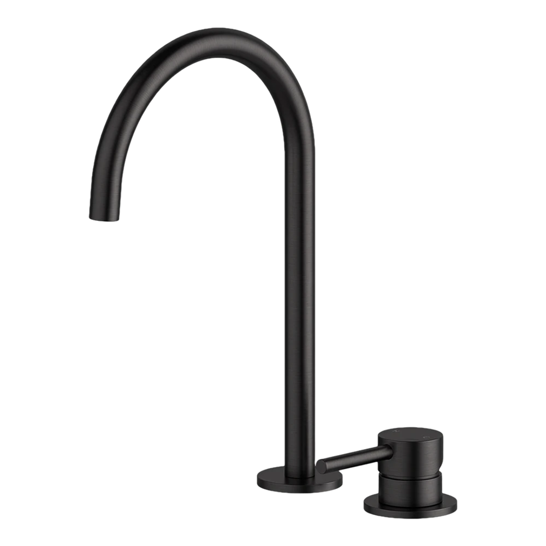 Streamline Axus Pin 2 Hole Basin Mixer 32X18Cm Fixed Arch Spout_Brushed Iron Pvd