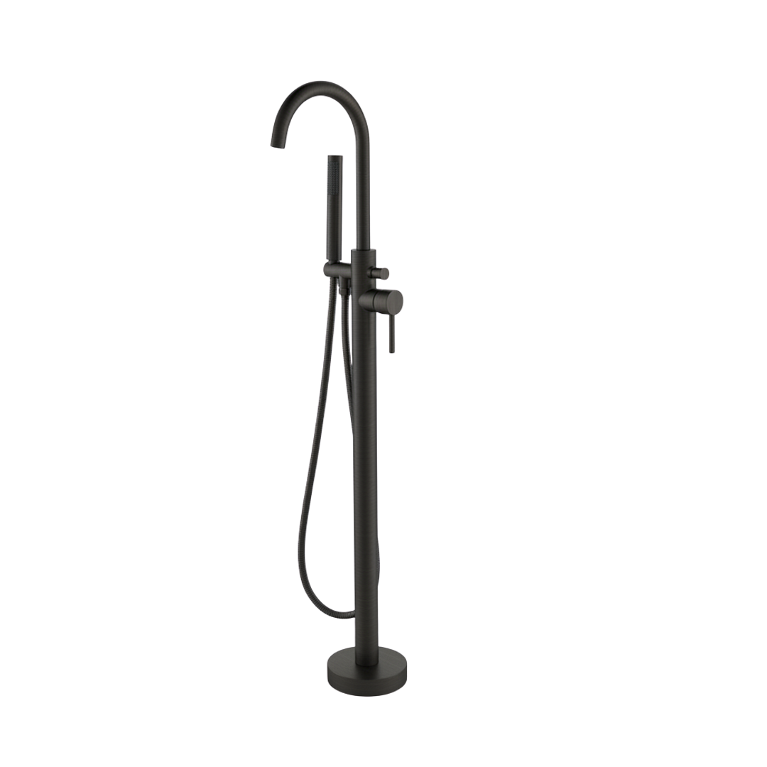 Streamline Pin Free Standing Bath Mixer W. Hand Shower_Brushed Iron Pvd Ext Part