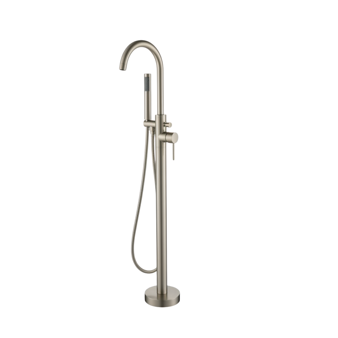 Streamline Ext. Part Pin Free Standing Bath Mixer W. Hand Shower_Brushed Nickel Pvd