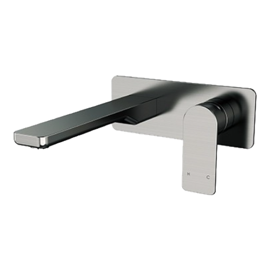 Streamline Kibo Wall Mount Basin Mixer 200Mm Spout Ext Only Brushed Gun Metal