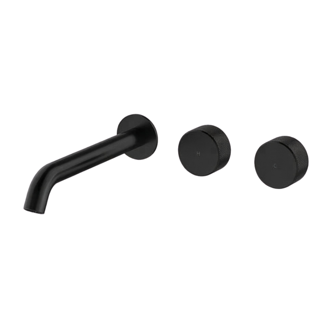 Streamline Trillion Wall Basin Set 220Mm Left Spout Matte Black
