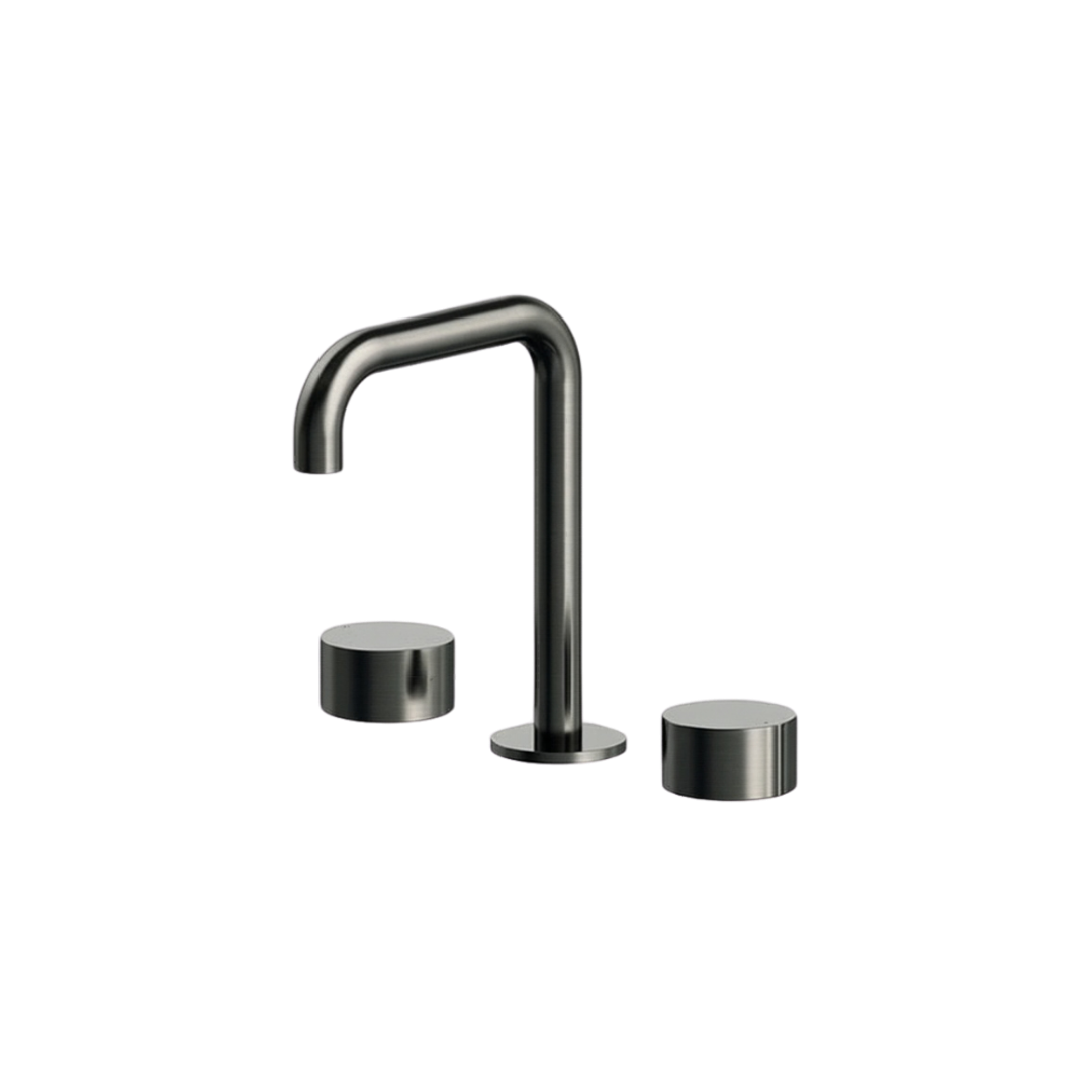 Streamline Venn 195(H)X140(Proj) Squareline Spout Basin Set Brushed Gun Metal Pvd