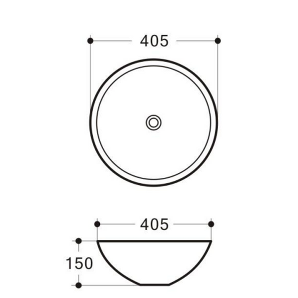 Argyle Matt White Above Counter Basin 405 X 145mm