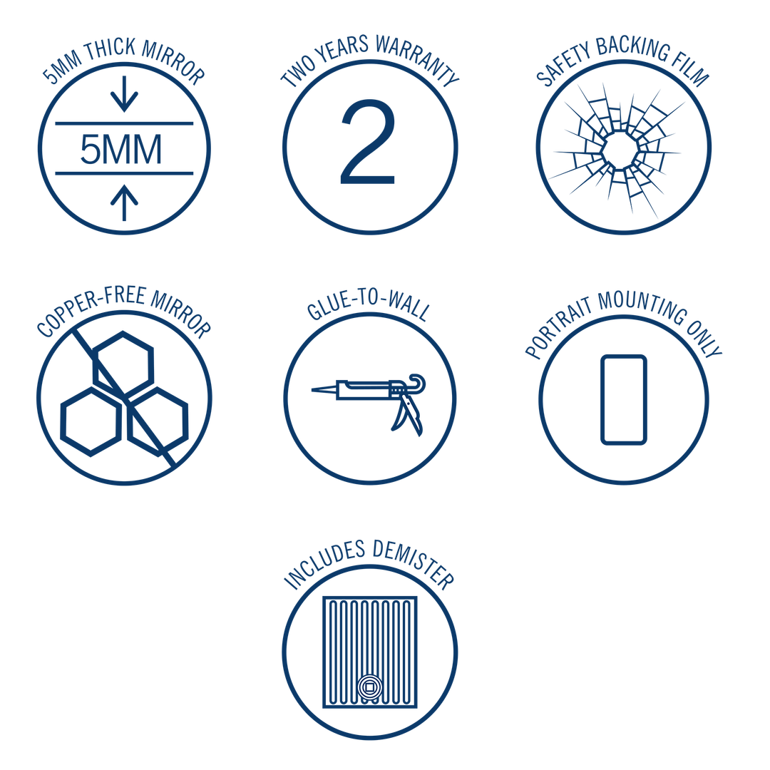 Thermogroup Aspen Polished Edge Arch Mirror 500x800mm - Glue-to-Wall and Demister