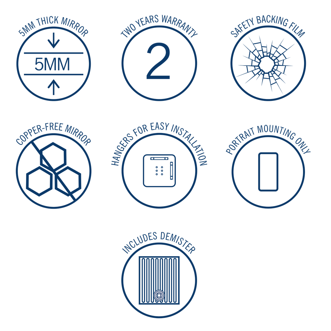 Thermogroup Aspen Polished Edge Arch Mirror 500x800mm - Hangers and Demister